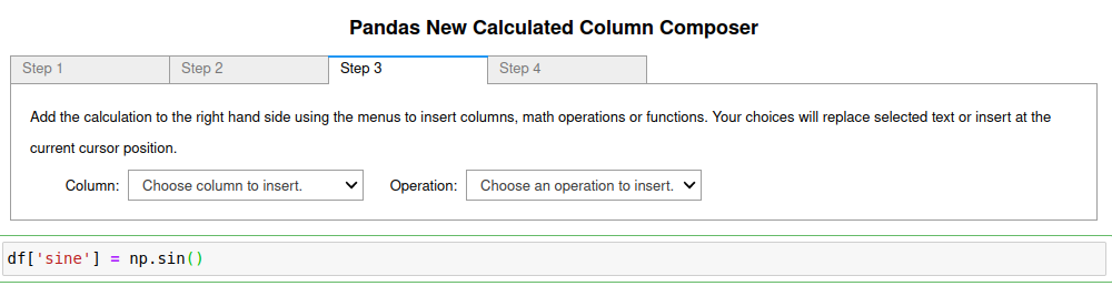 New column tab 3 an operation inserted